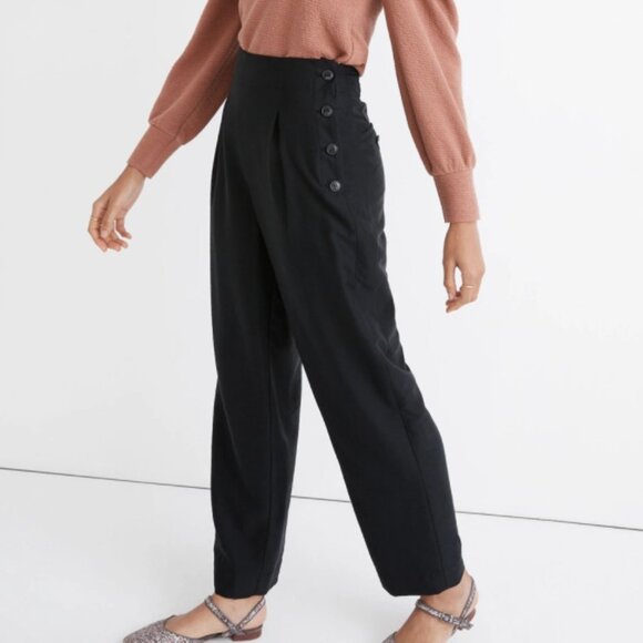 Madewell Side-Button Tapered Crop Pants Style#NC374 Size 4 - Picture 1 of 16